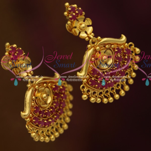 ER11365 South Indian Traditional Screwback Ruby Stones Daily Wear Jewellery Online