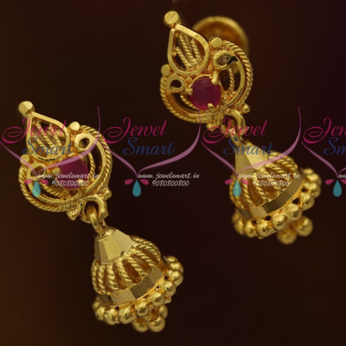 J11318 Small Size Jhumka Screwback Lock Casting Design Jewellery Daily Wear