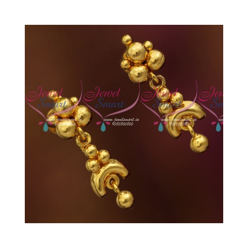 ER11401 South Indian Jewellery Plain Gold Colour Daily Wear Small Ear Studs Online