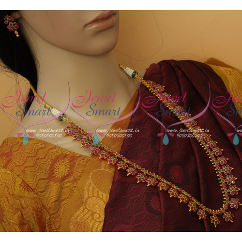 NL11230 South Fashion Jewellery Online Floral Design Latest Trendy AD Ruby Emerald Handmade Haram 