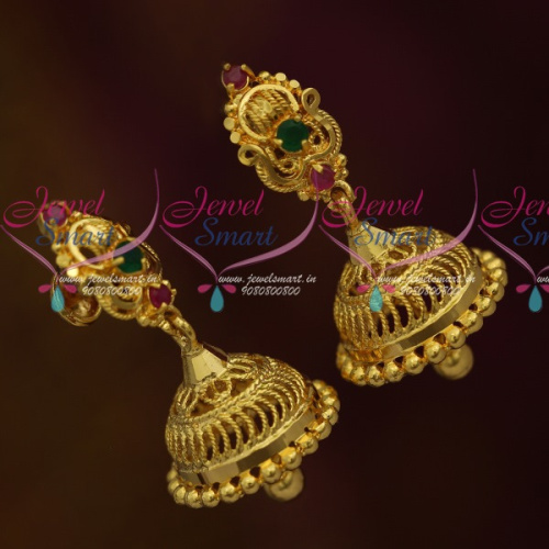 J11385 Latest South Indian Jhumka Screwback Lock Casting Design Jewellery Daily Wear