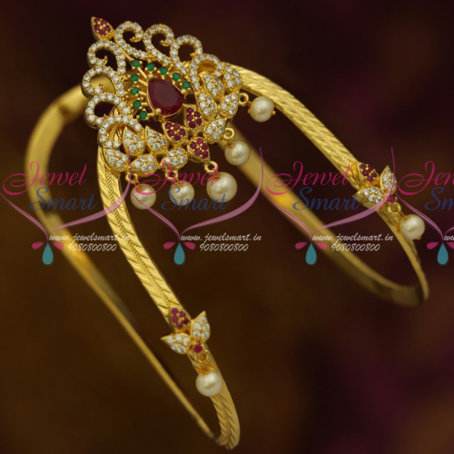 AR11448 Traditional South Indian Arm Jewellery Vanki Bajuband AD Stones Ruby Emerald White Online