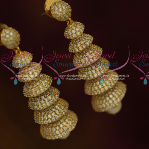 J11462 Multi Step Layer AD Jhumka White Stones Latest Fashion Jewellery Collections Online