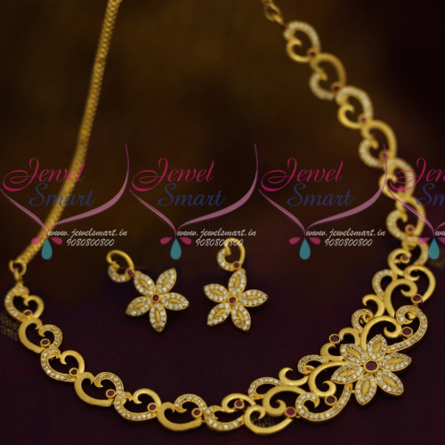 NL11478 One Gram Gold Forming Matte AD Ruby White Jewellery Fancy Designs Collections Online