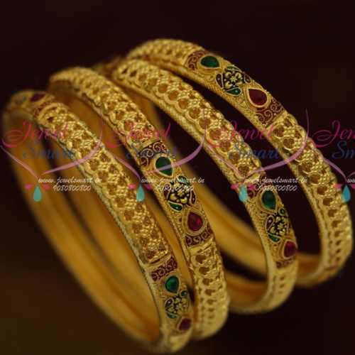 B11483 One Gram Jewellery Forming 4 Pieces Set Meenakari Kemp Latest Design Bangles Shop Online