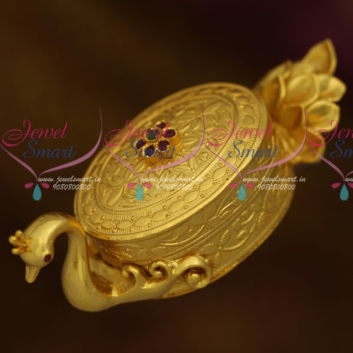 S11532 Peacock Design Traditional Sindoor Box One Gram Gold Plated Kumkum Barina Kunguma Chimizh 