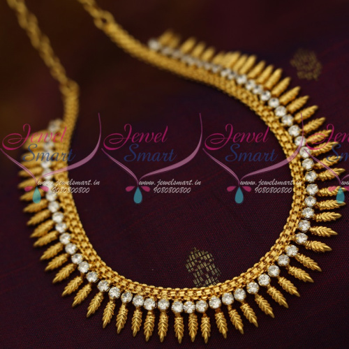 NL11425 South Indian Leaf Design Kerala Style Jewellery White Stone AD Collections Shop Online