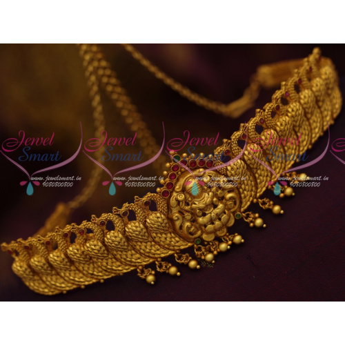 H11525 Kids Temple Jewellery Chain Vaddanam Small Size Matte Gold Latest Traditional Ornaments Online
