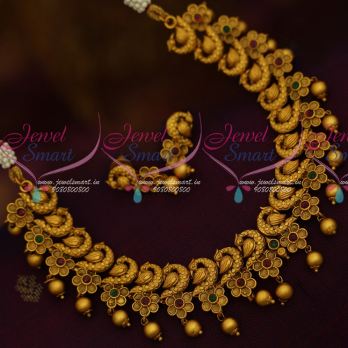 NL11517 Peacock Floral Combo Design Beautiful Trendy Matte Gold Imitation Jewellery Set Collection Shop Online