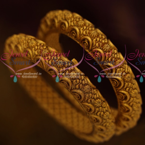 B11531 Floral Nakshi Screw Open Matte Antique Bangles Imitation Jewellery Collections Online