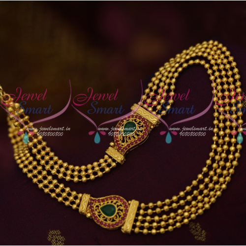 NL11534 Multi Line Small Beads Mala Mango Mugappu Ruby Emerald Stones Jewellery Buy Online