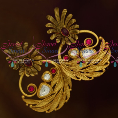 ER11435 Stylish Gold Look Premium Jewellery Big Ear Studs Antique Kundan Collections Online