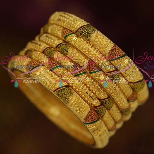 B11540 Meenakari Enamel Fancy Cutting Forming 100Mg Plated South Indian Jewellery Shop Online
