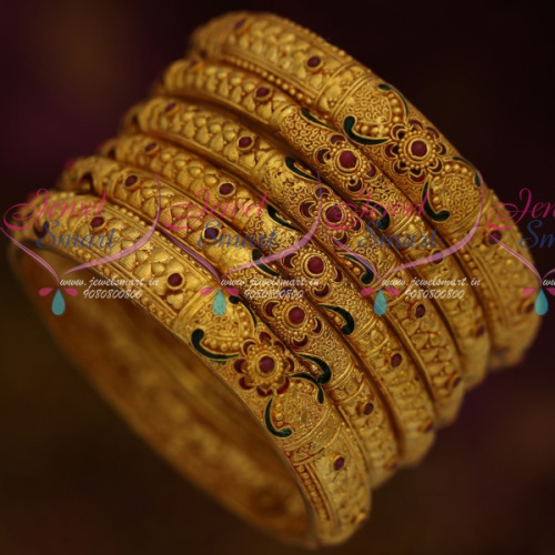 B11548 Gheru Reddish Plated Exclusive South Indian One Gram Jewellery 6 Pcs Set Shop Online
