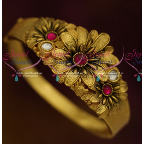 B11442 Stylish One Gram Screw Open Kada Antique Floral Design Collections Shop Online