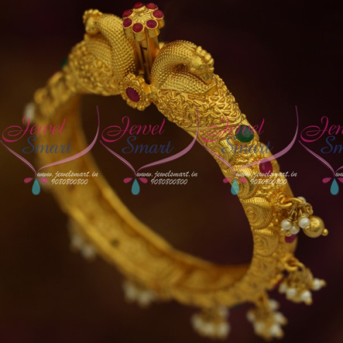 B11475 One Gram Peacock Nakshi Traditional Jewellery Screw Open Kada Bracelets Online