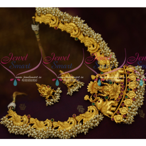 NL11550 Temple Nagas Jewellery One Gram Gold Gajalakshmi Collections Latest South Indian Designs Shop Online