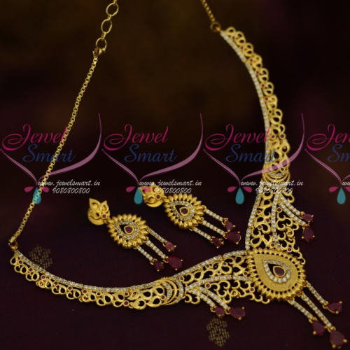 NL11574 Latest One Gram Gold Stylish Casting Premium Jewellery Set Ruby Stones Collections