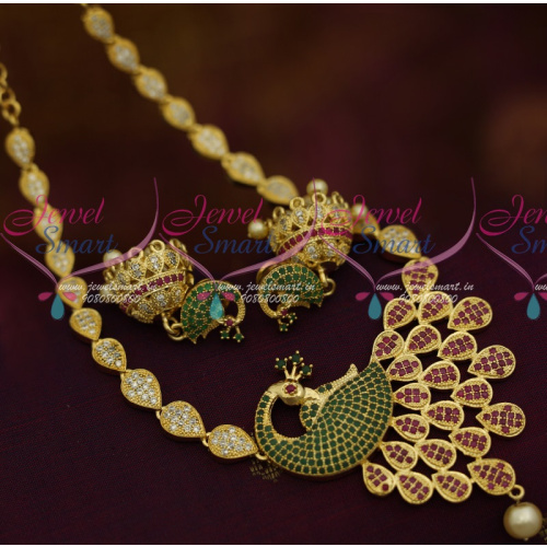NL6938 Peacock Jewellery CZ Green White Latest Gold Design Collections Online