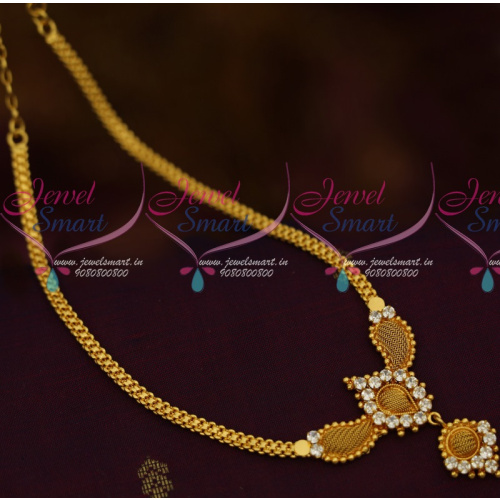 NL11567 Simple Flat Chain Pendant AD White Stones Low Price Daily Wear Jewellery Shop Online