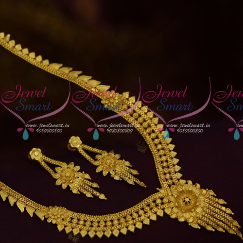 NL11557 Fancy Gold Finish Jewellery Haram South Indian Traditional Ornaments Party Wear Collections