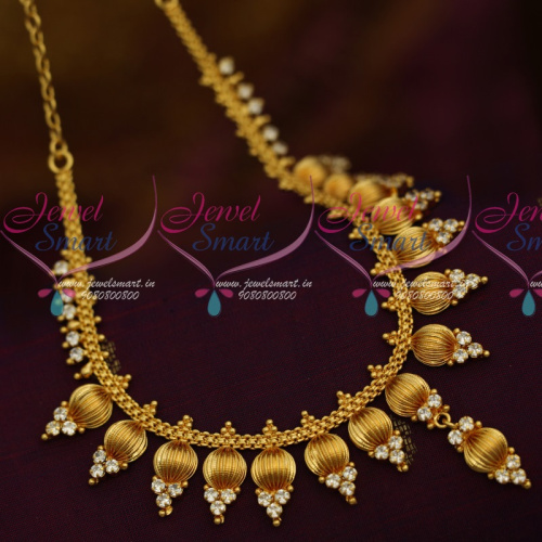 NL11411 AD White Stones Short Necklace South Indian Fashion Jewellery Set Shop Online