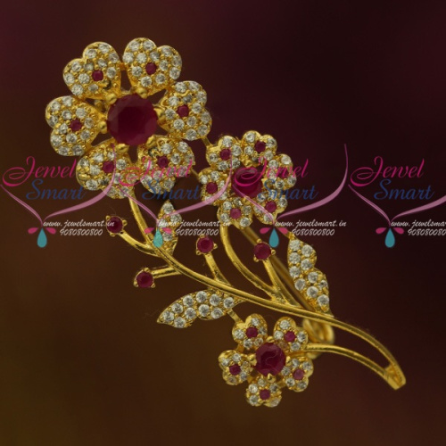 SP11657 Floral Ruby WhiteAD Stones Fashion Matching Jewellery Saree Pins Accessory