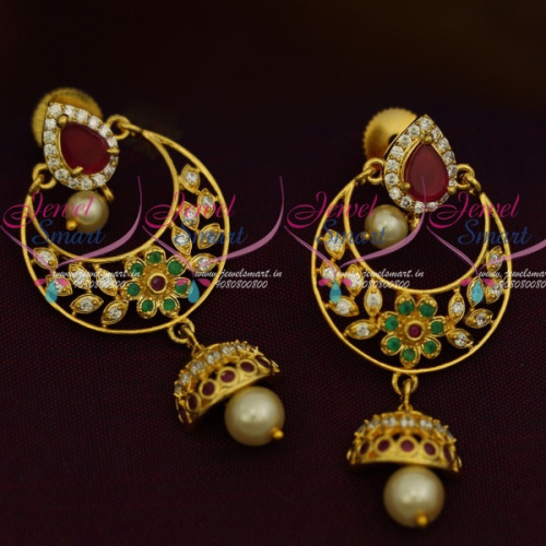 ER11655 AD Chand Bali Multi Colour Fancy Ear Studs Latest Womens Fashion Jewellery Online