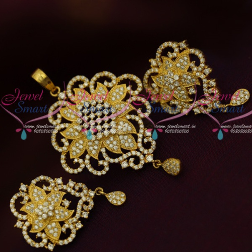 PS11712 Floral Design Low Price American Diamond Jewellery Pendant Set Shop Online