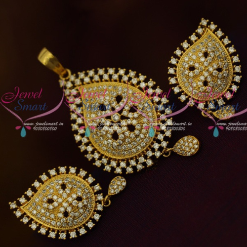 PS11716 Mango Shape Stylish Pendant Set Latest AD Fashion Jewellery For Women Shop Online