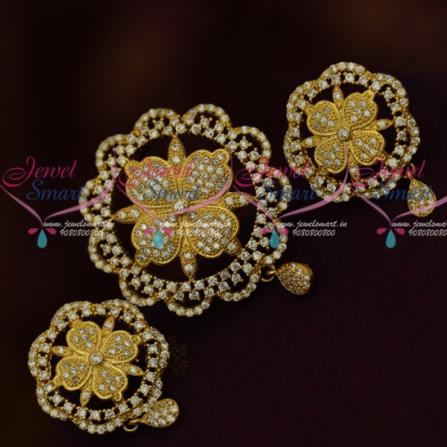 PS11717 Round Shape Floral Trendy Pendant Set Latest AD Fashion Jewellery For Women Shop Online