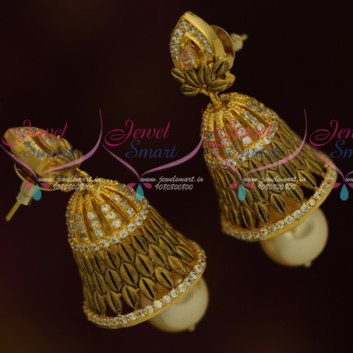 J11597 Topaz Yellow White Antique Jewellery Matte Gold Plated Stones Low Price Jhumka Earrings Shop Online
