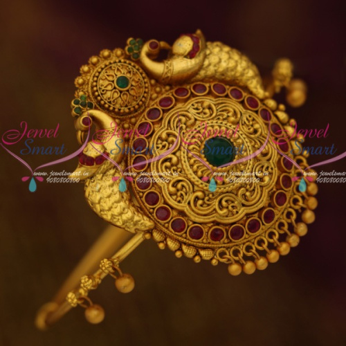 AR11663 AraVanki Single Piece Traditional Jewellery Matte Antique Reddish Gold Plated Peacock