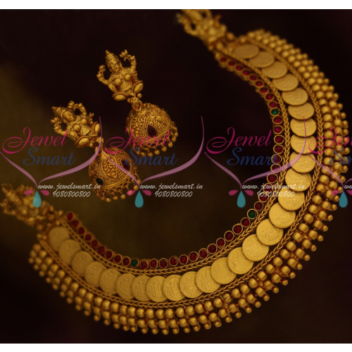 NL11629 Baahubali Movie Fame Devasena Anushka Temple Jewellery Coin Kasumala Jhumka Earrings Online