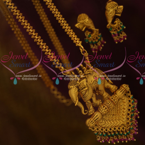 NL11602 Baahubali Movie Style Royal Jewellery Chain Pendant Elephant Design Fabulous Imitation Antique Collections Double Step Bead Drops Online