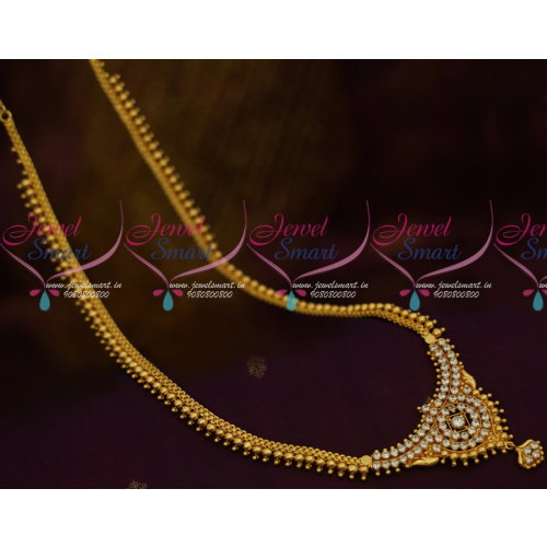 NL11740 Beads Design Chain White AD Pendant Gold Plated Haram Traditional Jewellery Design Imitation Online
