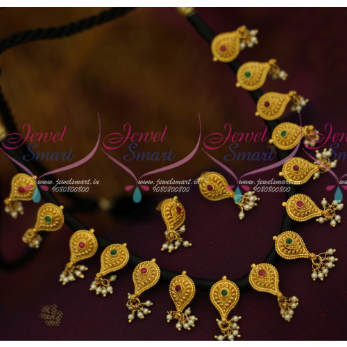 NL11606 Thread Necklace Black Dhaga Imitation Jewellery Latest Design Collections Screwback Earrings