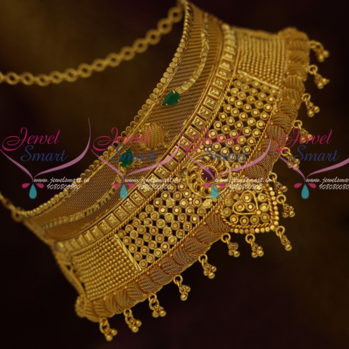 NL11637 Gold Plated Jewellery Stiff Fixed Casting Design Broad Bridal Low Price South Indian Collections Online