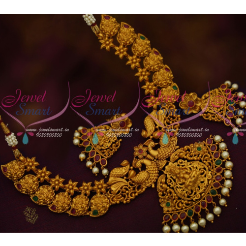 NL11612 South Indian Temple Jewellery Matte Gold Latest Imitation Mango Mala Buy Online
