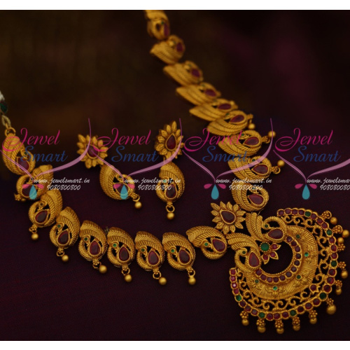 NL11664 Latest Trendy Matte Gold Imitation Jewellery Set Peacock Design Collection Shop Online