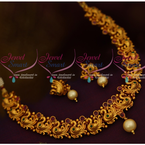 NL11701 Swan Design Antique Matte Reddish Jewellery Short Necklace Buy Imitation Online
