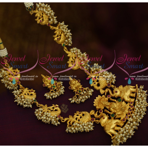 NL11659 South Indian Temple Jewellery One Gram Gold Gajalakshmi Collections Latest Designs Shop Online