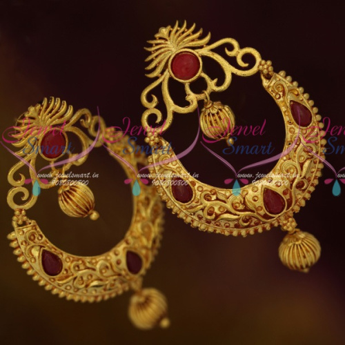 ER11608 Gheru Reddish Gold Plated Chand Bali Surya Design Big Earrings Shop Online