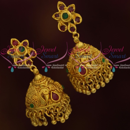 J11667 South Indian Jhumka Earrings Screwback Floral Design Collections Online