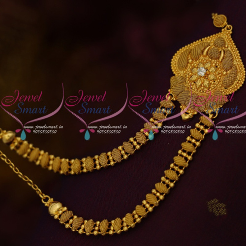 NL11683 South Indian Gold Covering Jewellery Fancy Single White Stones Short Necklace Daily Wear Collections