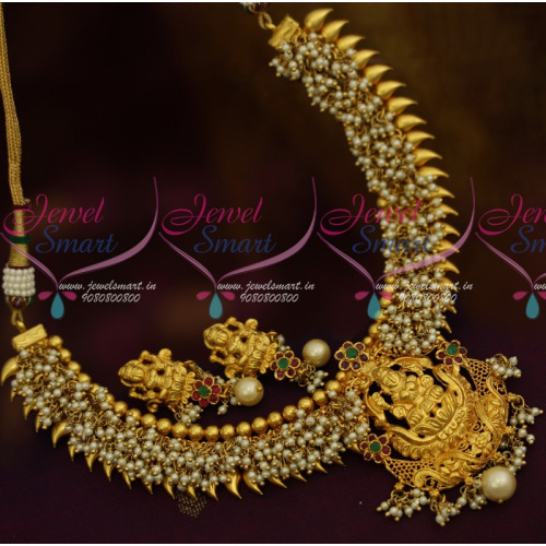 NL11634 Kerala Style South Indian Pearl Danglers Temple Jewellery Shop Online Screwback Earrings