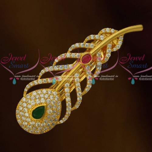 H11835 Ruby Emerald White AD Leaf Design Hair Clip Latest Fashion Jewellery Online