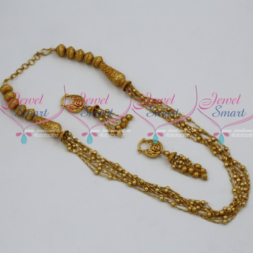 NL11783 Fancy Beads Chain Multi Strand Fashion Jewellery Matte Reddish Gold Plated Jewellery Online