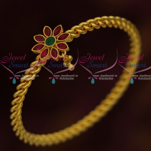 B11827 Twisted Design Kemp Stones Single Bangle Daily Wear Fashion Jewellery South Indian Online