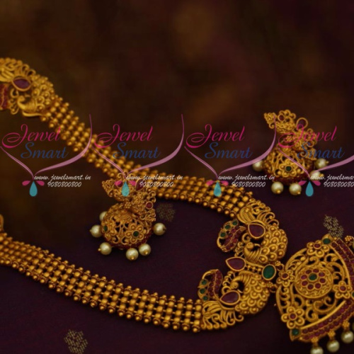 NL11756 Peacock Beads Haram Latest Fashion Jewellery Ruby Emerald Matte Gold Collections Online